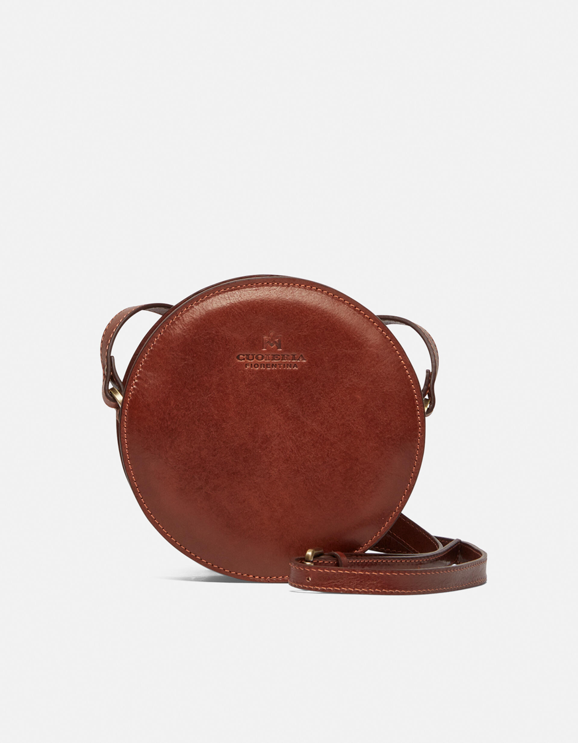 round leather shoulder bag