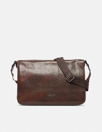 Bourbon leather large messenger bag in delavé leather  Men's Collection