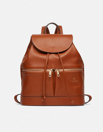 Slim backpack in hammered calf leather with two zipped pockets  