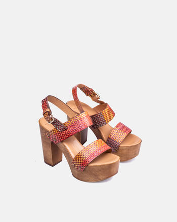Leather sandals with plateau  Woman Collections