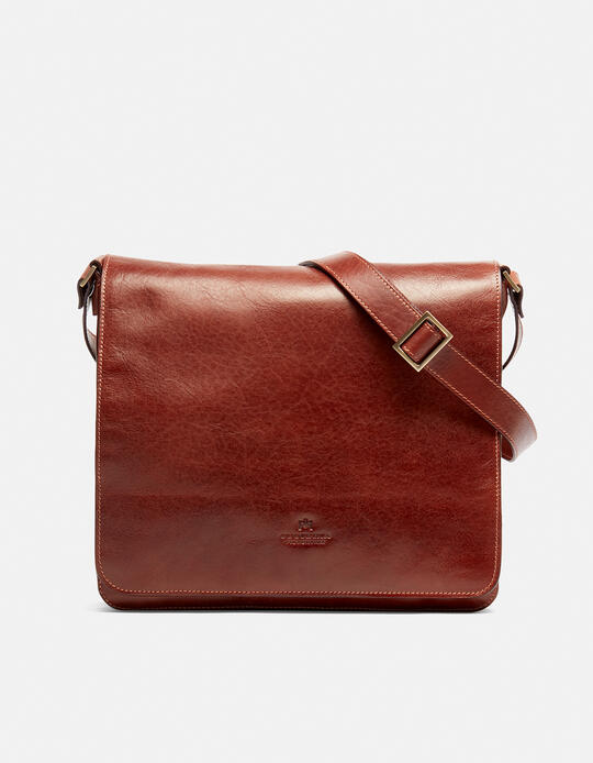 Warm and colour medium leather messenger bag