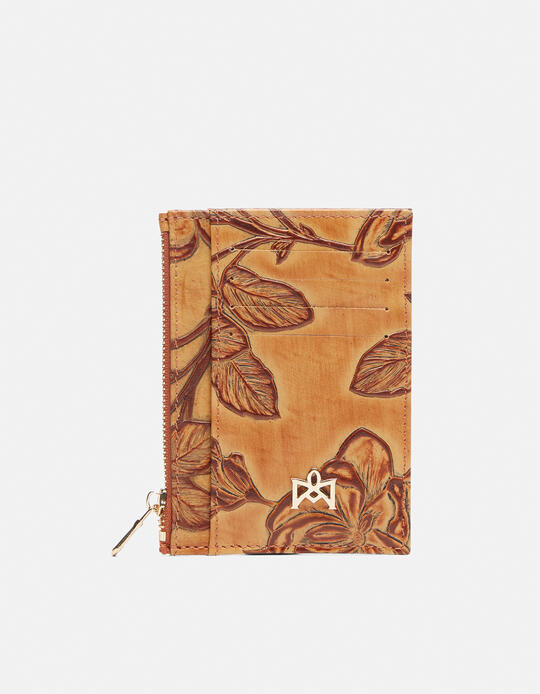 Printed calfskin card holder with zip  - Card Holders - Women's Wallets | WalletsCuoieria Fiorentina