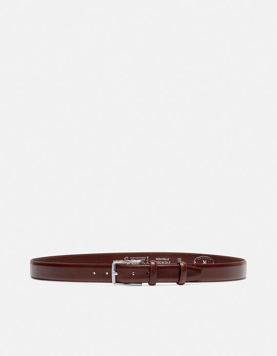 Elegant Leather Belt with squared buckle height, 3,5 cm  - Men Belts | BeltsCuoieria Fiorentina