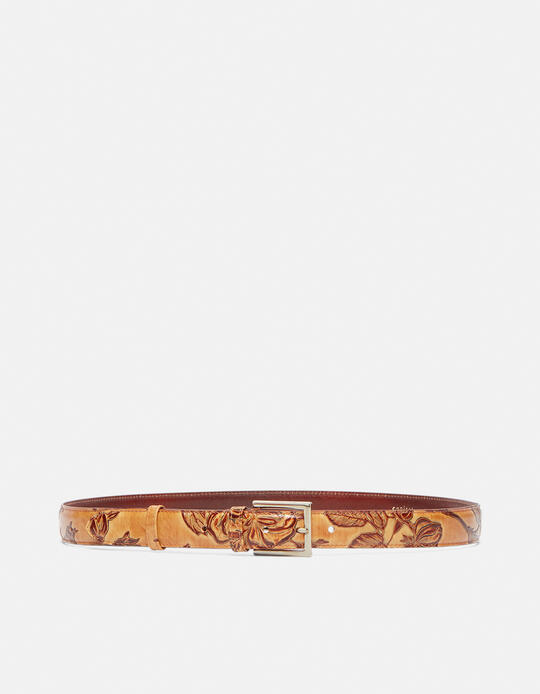 Belt in rose embossed printed leather  - Women's Belts | BeltsCuoieria Fiorentina
