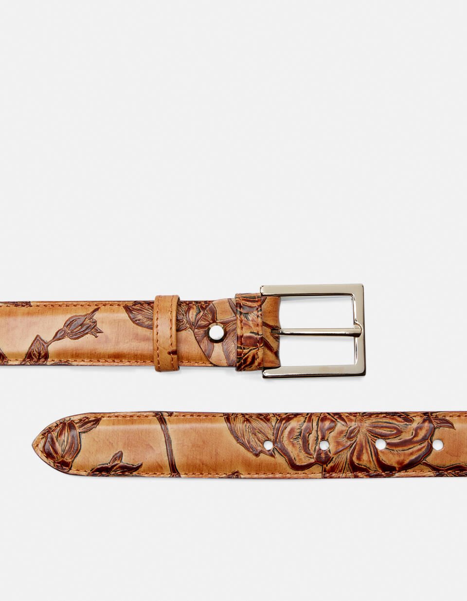 Belt in rose embossed printed leather  - Women's Belts - Belts - Cuoieria Fiorentina