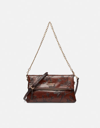 Leather shoulder bag with two straps  