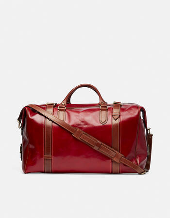 Warm and colour leather travel bag with two handles  Men's Collection