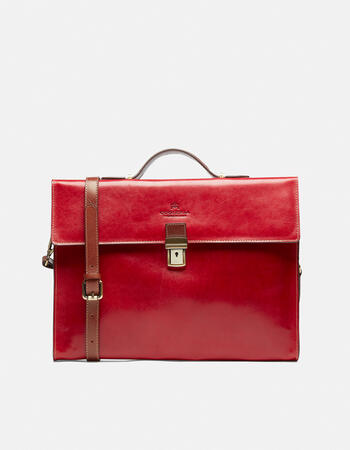 Warm and colour leather briefcase with side zips  Men's Collection