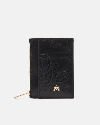 Almería‪✿ Riri*　0329 Card Holder With Zip Black | Women's Wallets Made In Italy