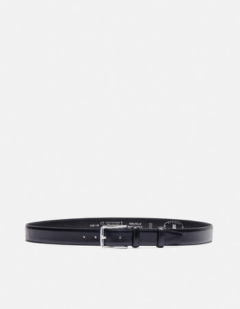 Elegant leather belt with squared buckle height, 3,5 cm  Men Belts