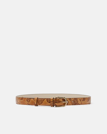 Medium mimì women's belt in rose embossed printed leather 