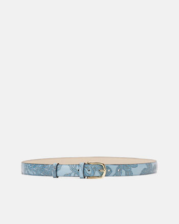 Belt in rose embossed printed leather  Woman Collections