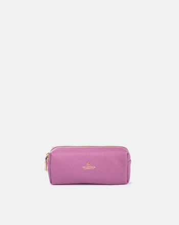 Medium makeup case in coloured printed leather  