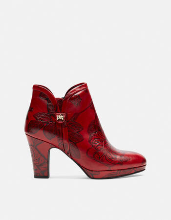 Tronchetto mimi rosso. scarpe cuoieria fiorentina floreale rosso - Stileo.it