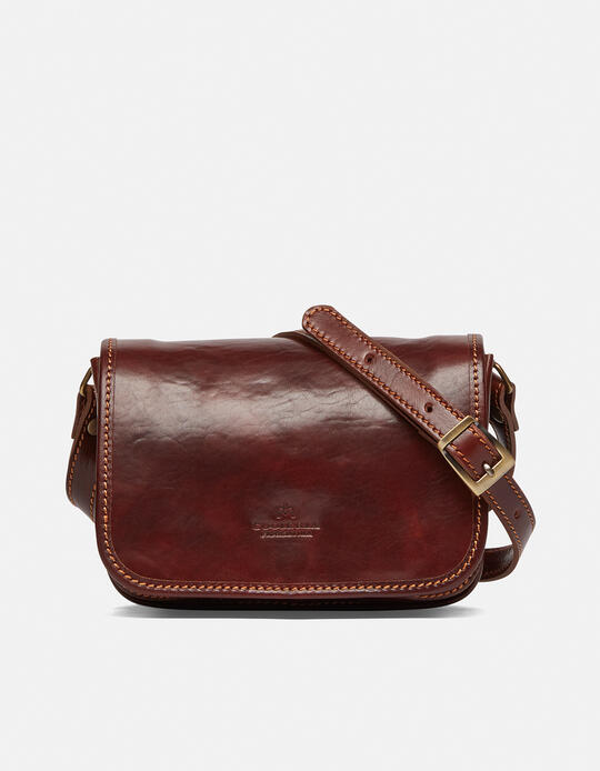 Small Oxford messenger bag with accordian style profile MARRONE - Crossbody Bags - WOMEN'S BAGS | bagsCuoieria Fiorentina