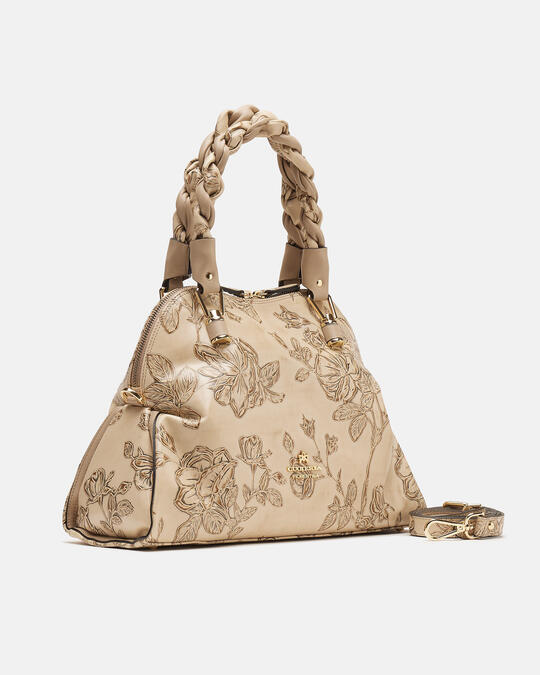 Triangular shaped tote bag with two     braided handles Mimì TAUPE - TOTE BAG - WOMEN'S BAGS | bagsCuoieria Fiorentina