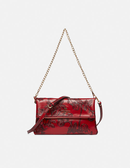 Leather shoulder bag with two straps ROSSO - Crossbody Bags - WOMEN'S BAGS | bagsCuoieria Fiorentina