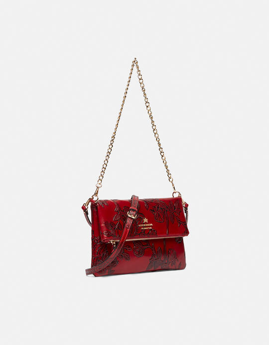 Leather shoulder bag with two straps ROSSO - Crossbody Bags - WOMEN'S BAGS | bagsCuoieria Fiorentina