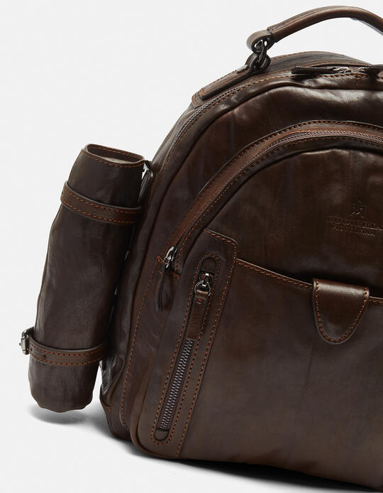 Bourbon men's medium backpack with umbrella holder TESTA DI MORO - Backpacks & Toiletry bag | TRAVEL BAGSCuoieria Fiorentina