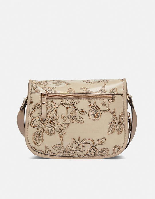 Messenger bag in rose embossed printed calfleather Mimì TAUPE - Messenger Bags - WOMEN'S BAGS | bagsCuoieria Fiorentina