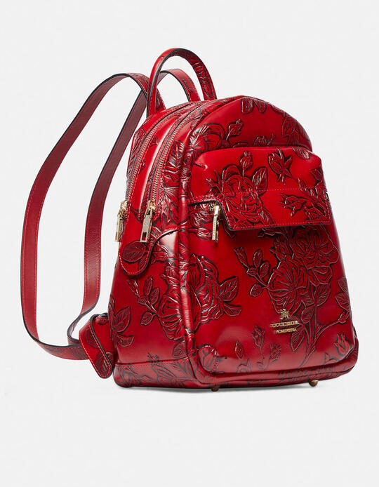 Large backpack with double zip ROSSO - leather backpacks - WOMEN'S BAGS | bagsCuoieria Fiorentina
