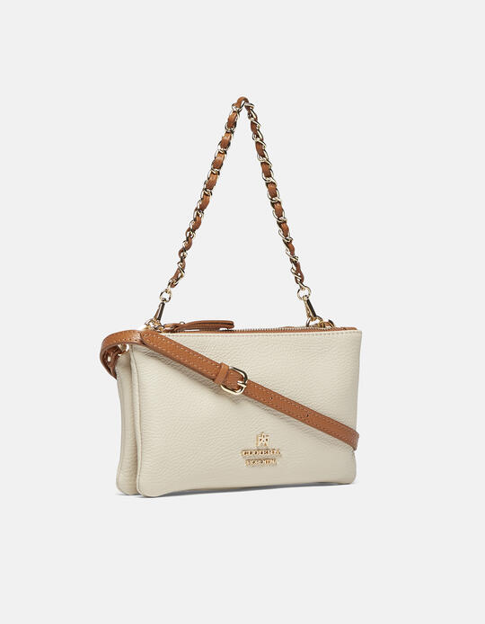 Double pochette with shoulder strap BEIGEFLAKE - Crossbody Bags - WOMEN'S BAGS | bagsCuoieria Fiorentina