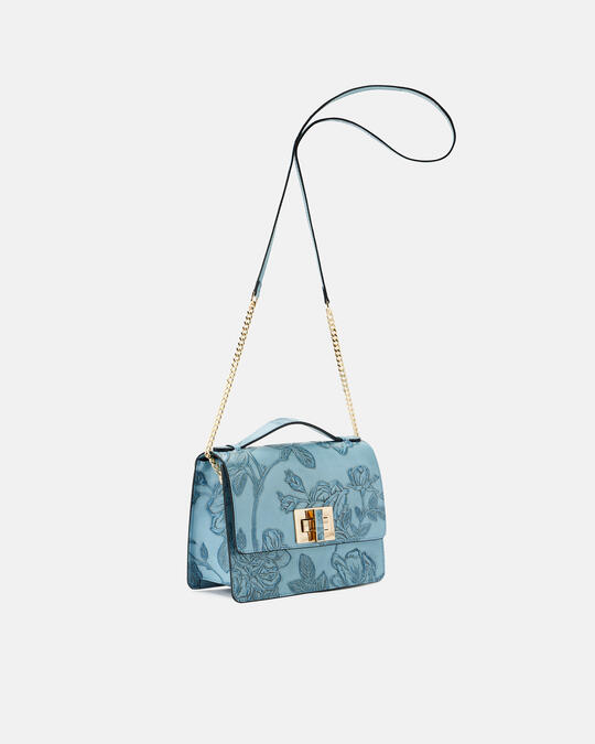Mimì large clutch bag with fixed        shoulder strap in leather and metal Mimì CELESTE - Crossbody Bags - WOMEN'S BAGS | bagsCuoieria Fiorentina