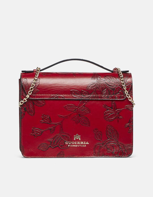 Mimì large clutch bag with fixed        shoulder strap in leather and metal ROSSO - Crossbody Bags - WOMEN'S BAGS | bagsCuoieria Fiorentina