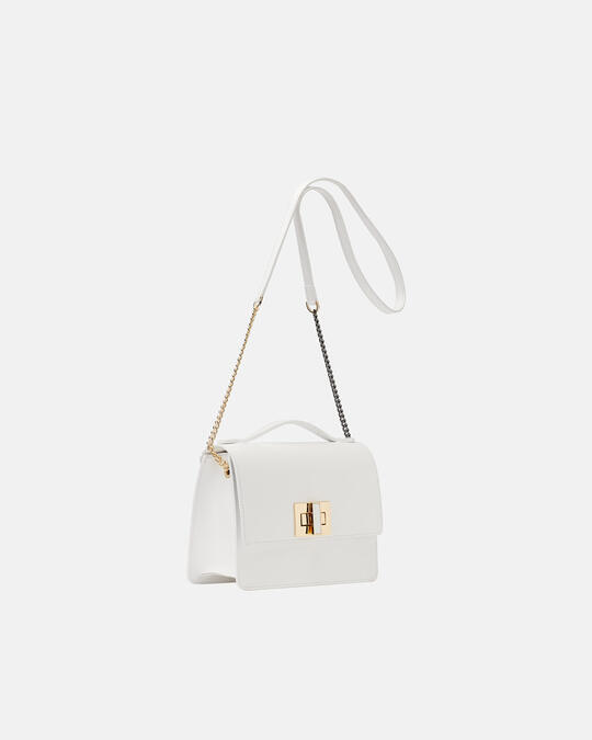 Alice large crossbody clutch model with two-material shoulder strap BIANCO - Crossbody Bags - WOMEN'S BAGS | bagsCuoieria Fiorentina
