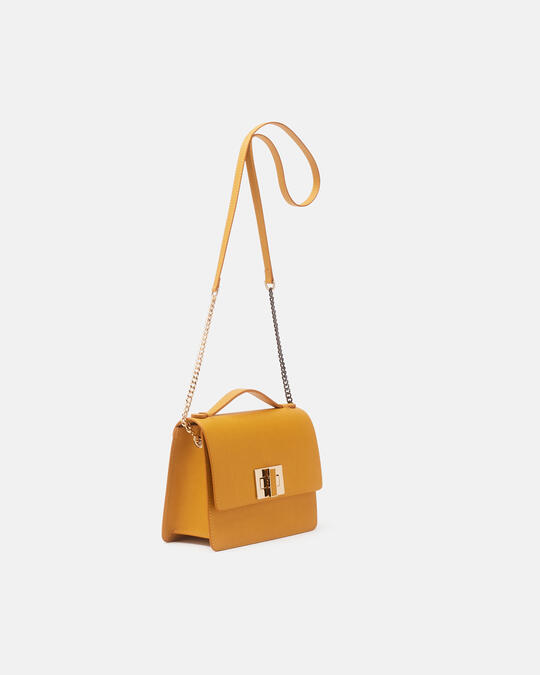 Alice large crossbody clutch model with two-material shoulder strap GIALLO - Crossbody Bags - WOMEN'S BAGS | bagsCuoieria Fiorentina