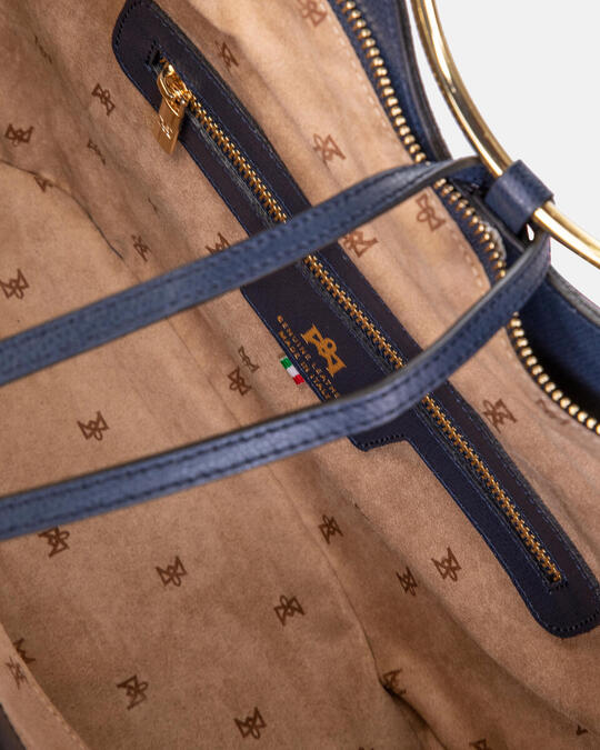 Oblò maxi bag in palmellato calf leather NAVY - TOTE BAG - WOMEN'S BAGS | bagsCuoieria Fiorentina