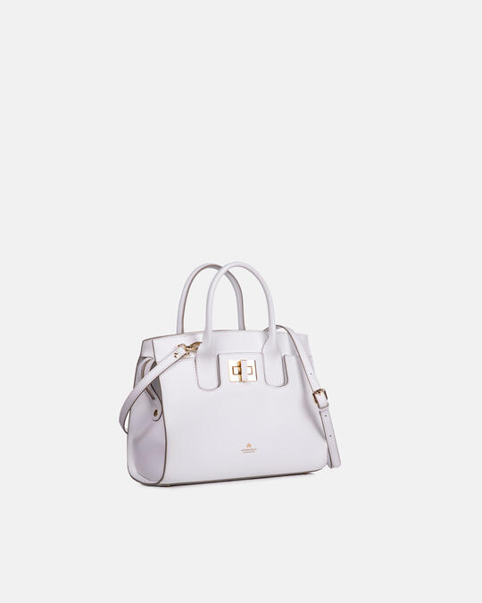 Bella medium tote bag con accessorio metallo BIANCO - TOTE BAG - BORSE DONNA | BORSECuoieria Fiorentina