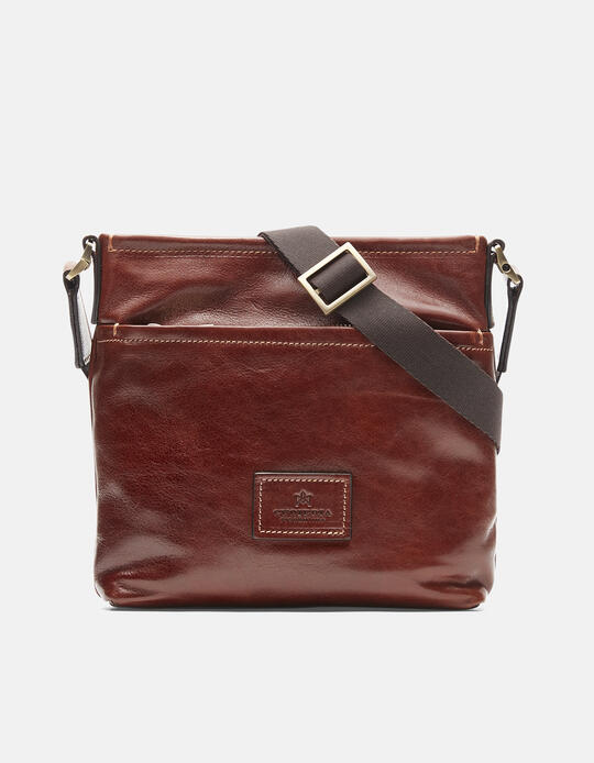 Warm and Color Shoulder strap           with front pocket MARRONE - Crossbody Bags - MEN'S BAGS | bagsCuoieria Fiorentina