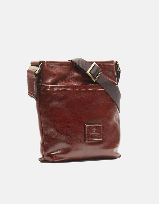 Warm and Color Shoulder strap           with front pocket MARRONE - Crossbody Bags - MEN'S BAGS | bagsCuoieria Fiorentina