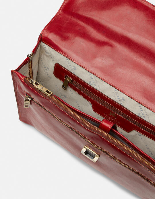 Warm and Colour leather briefcase with side zips ROSSOBICOLORE - Briefcases and Laptop Bags | BriefcasesCuoieria Fiorentina