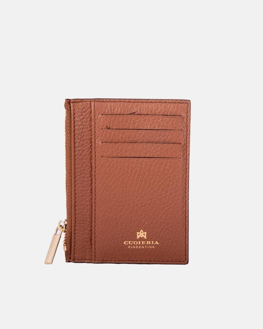 Card holder with zip CARAMEL - Card Holders - Women's Wallets | WalletsCuoieria Fiorentina