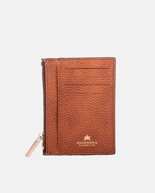Rebel Card holder with zip CARAMEL - Card Holders - Women's Wallets | WalletsCuoieria Fiorentina
