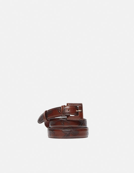 Belt with banded buckle Mimì MOGANO - Women's Belts | BeltsCuoieria Fiorentina
