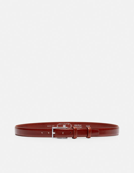 ELEGANT LEATHER BELT WITH SQUARED BUCKLE height 3,00 cm MARRONE - Men Belts | BeltsCuoieria Fiorentina