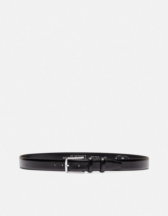 ELEGANT LEATHER BELT WITH SQUARED BUCKLE height 3,00 cm NERO - Men Belts | BeltsCuoieria Fiorentina