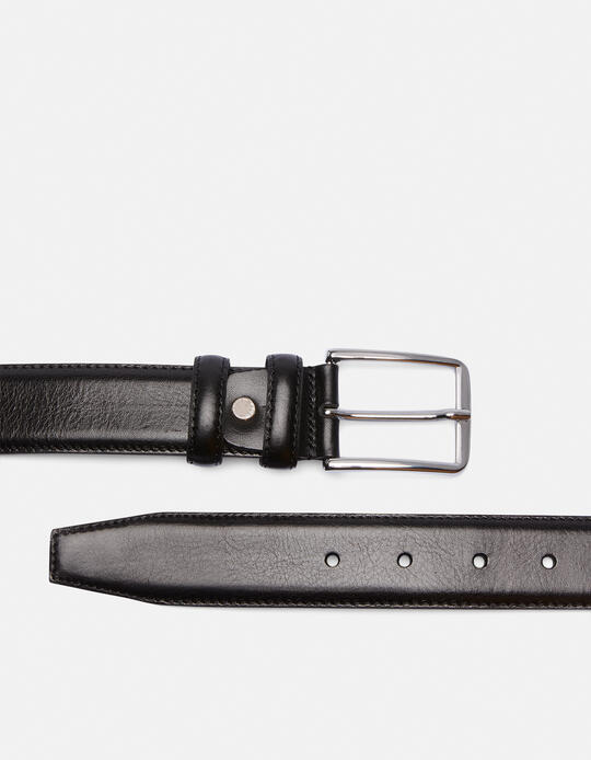 ELEGANT LEATHER BELT WITH SQUARED BUCKLE height 3,00 cm NERO - Men Belts | BeltsCuoieria Fiorentina