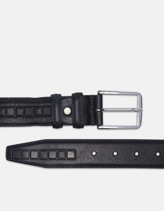 Belt leather working height 3.5 cm. BLU - Men Belts | BeltsCuoieria Fiorentina