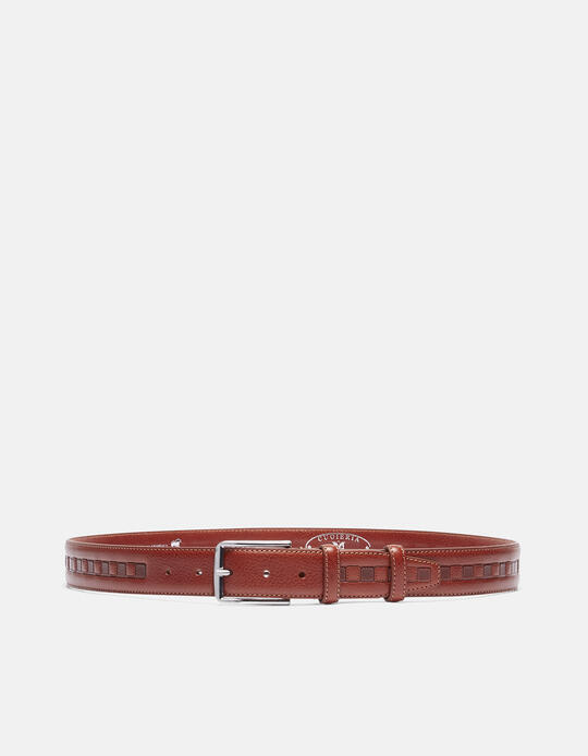 Belt leather working height 3.5 cm. MARRONE - Men Belts | BeltsCuoieria Fiorentina