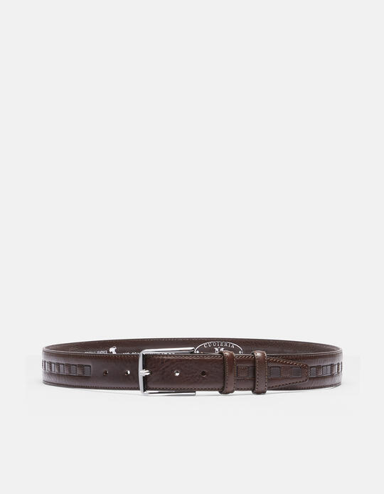 Belt leather working height 3.5 cm. TESTA DI MORO - Men Belts | BeltsCuoieria Fiorentina