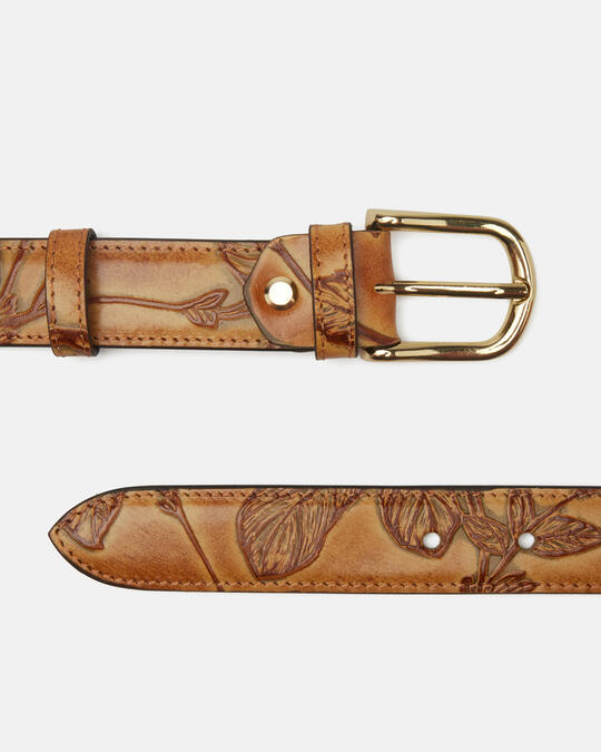 Belt in rose embossed printed leather Mimì BEIGE - Women's Belts | BeltsCuoieria Fiorentina