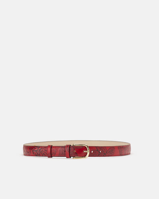 Belt in rose embossed printed leather ROSSO - Women's Belts | BeltsCuoieria Fiorentina