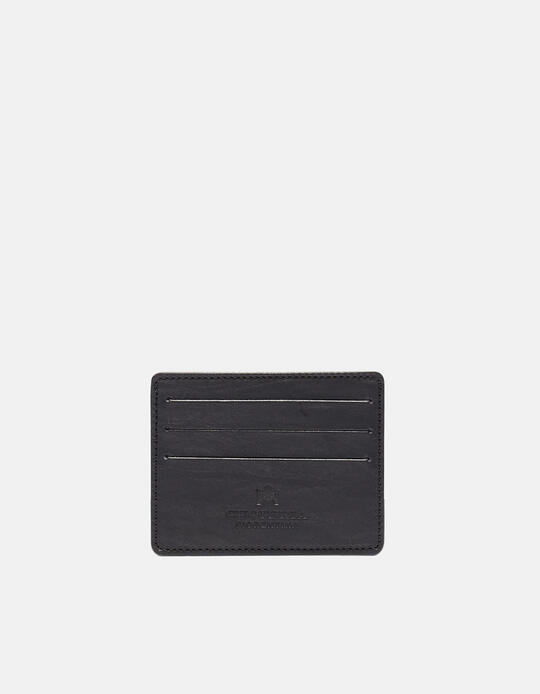 Bourbon credit card holder with banknote holder opening NERO - Card Holders - Men's Wallets | WalletsCuoieria Fiorentina