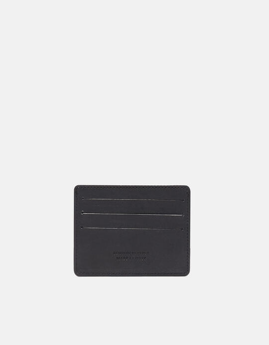 Bourbon credit card holder with banknote holder opening NERO - Card Holders - Men's Wallets | WalletsCuoieria Fiorentina
