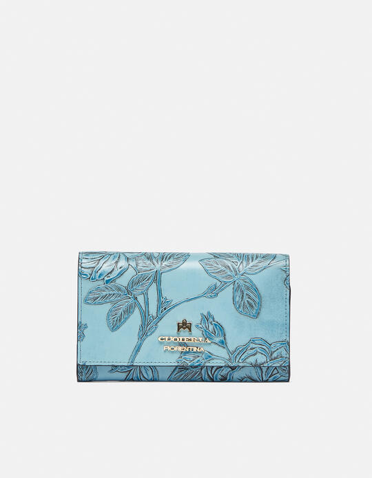 Bifold wallet in printed calfleather Mimì CELESTE - Women's Wallets - Women's Wallets | WalletsCuoieria Fiorentina