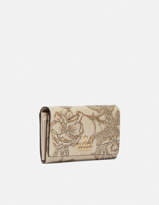 Bifold wallet in printed calfleather Mimì TAUPE - Women's Wallets - Women's Wallets | WalletsCuoieria Fiorentina